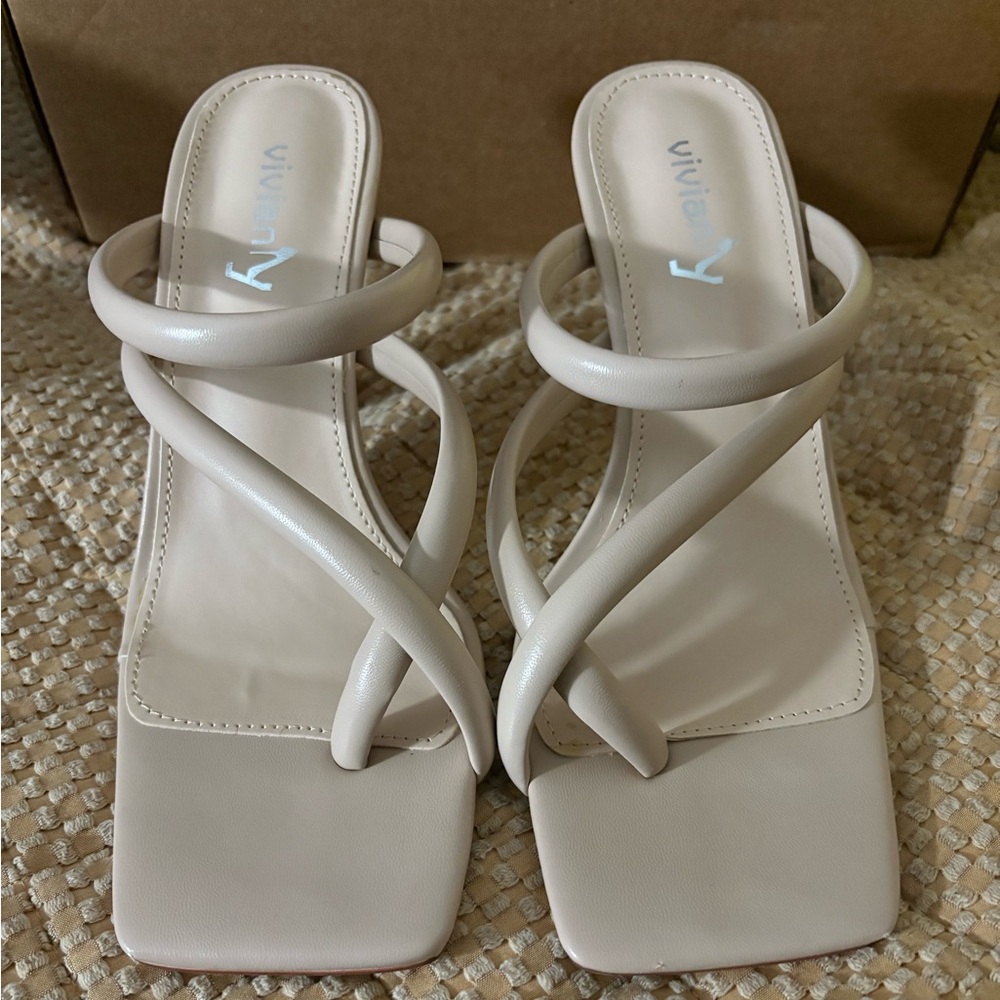 Vivianly Cream Strappy Heels